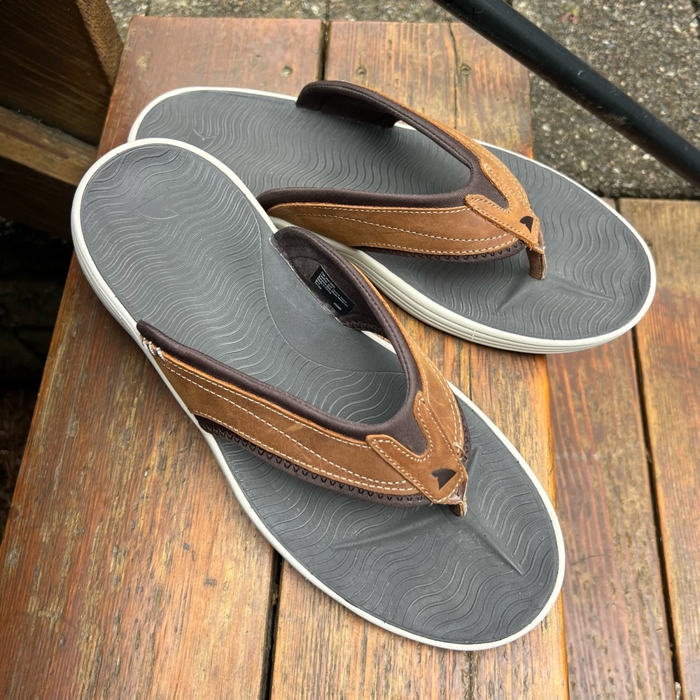 RUGGED SHARK KARIBA LEATHER FLIP FLOP SANDALS SIZE 12